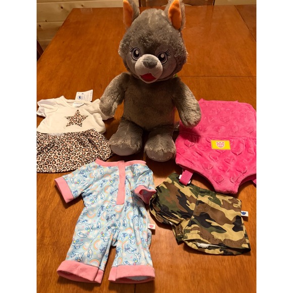 Build-A-Bear Workshop Other - Build A-Bear Violet the Wolf Plush Grey Leopard Cinnamoroll Camo Clothes Carrier